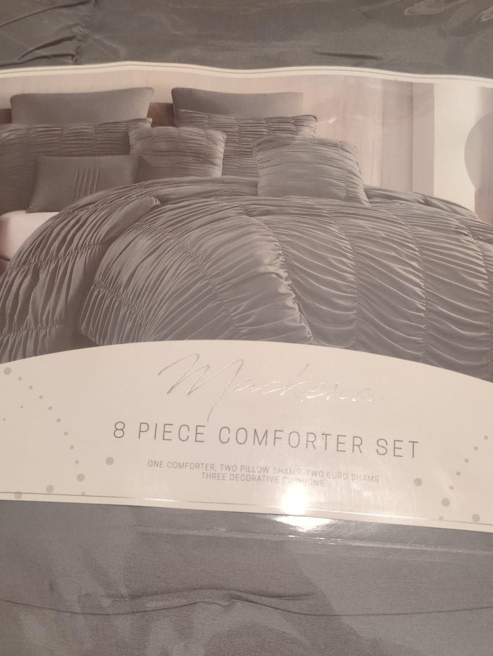Luxurious Gray 8-Piece Comforter Set with Ruched Texture